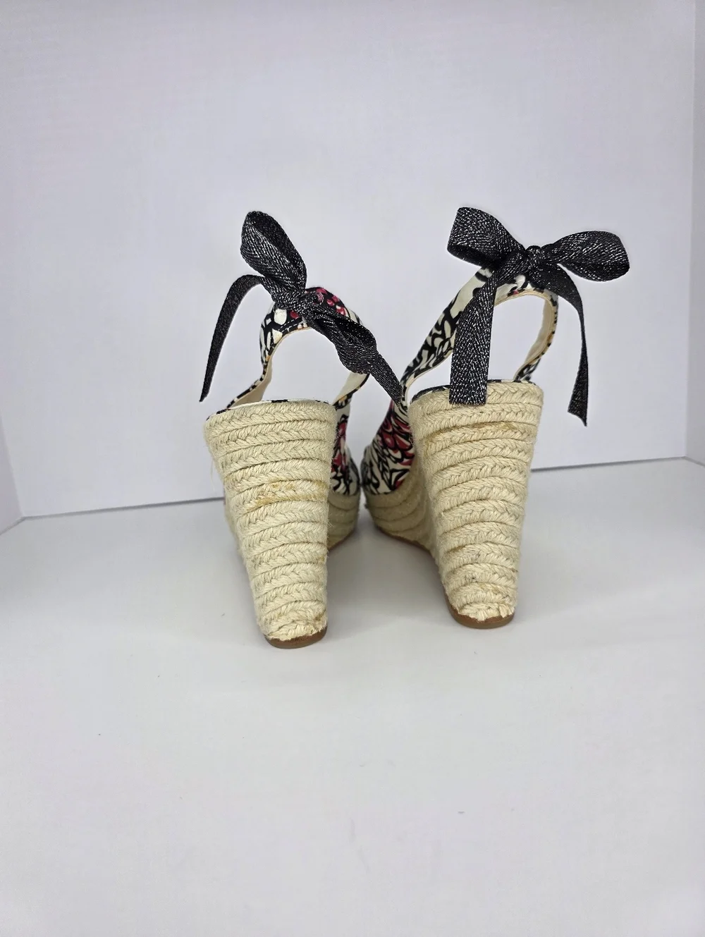 Coach Women's Maritza Wedge Espadrilles Multicolor Floral Bow Tye Back Size 9.5B
